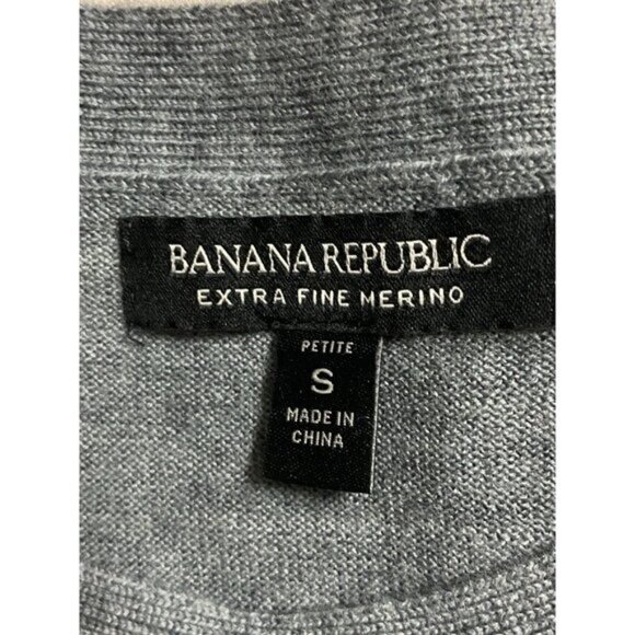 Banana Republic Long Sleeve Extra Fine Merino Wool Gray Sweater Size S/P - Picture 4 of 4